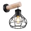 Globo CLASTRA Applique Legno chiaro, Nero, 1-Luce