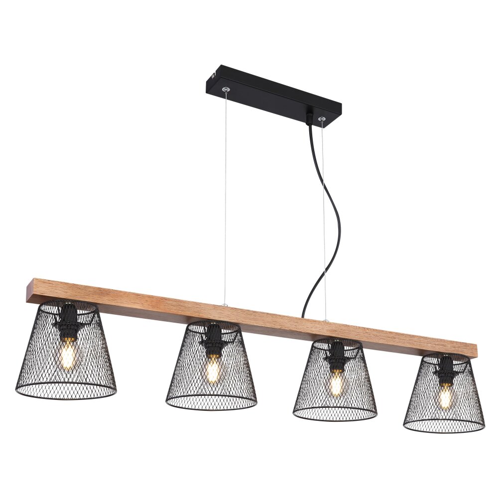 Globo BASCHI Lampadario a sospensione Legno scuro, Nero, 4-Luci main product photo