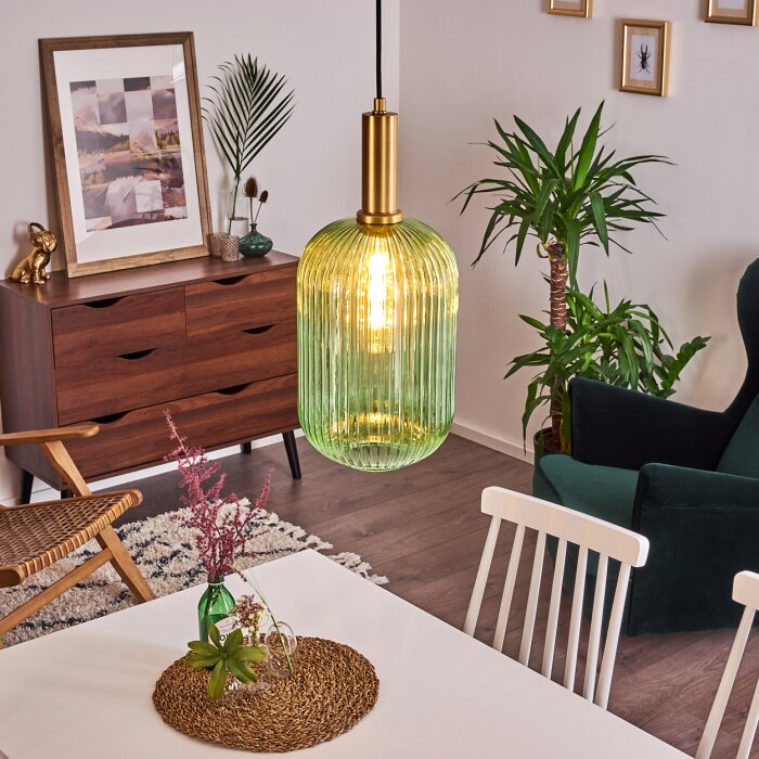 Paeni Lampadario a sospensione Oro, Ottone, Nero, 1-Luce