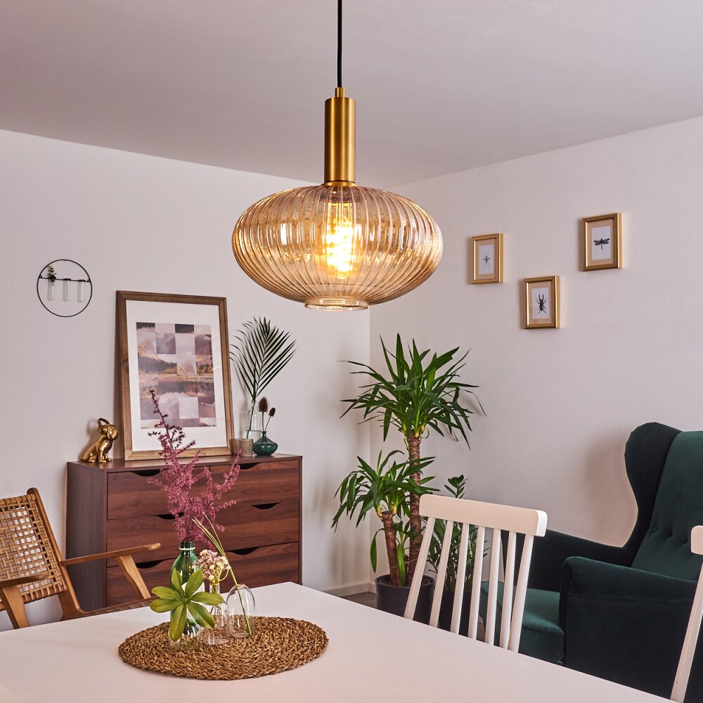 Paeni Lampadario a sospensione Oro, Ottone, Nero, 1-Luce