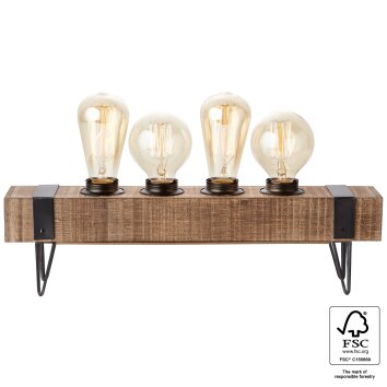 Brilliant Woodhill Lampada da tavolo Legno scuro, Nero, 4-Luci