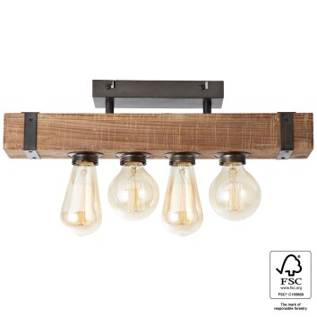 Brilliant Woodhill Plafoniera Legno scuro, Nero, 4-Luci