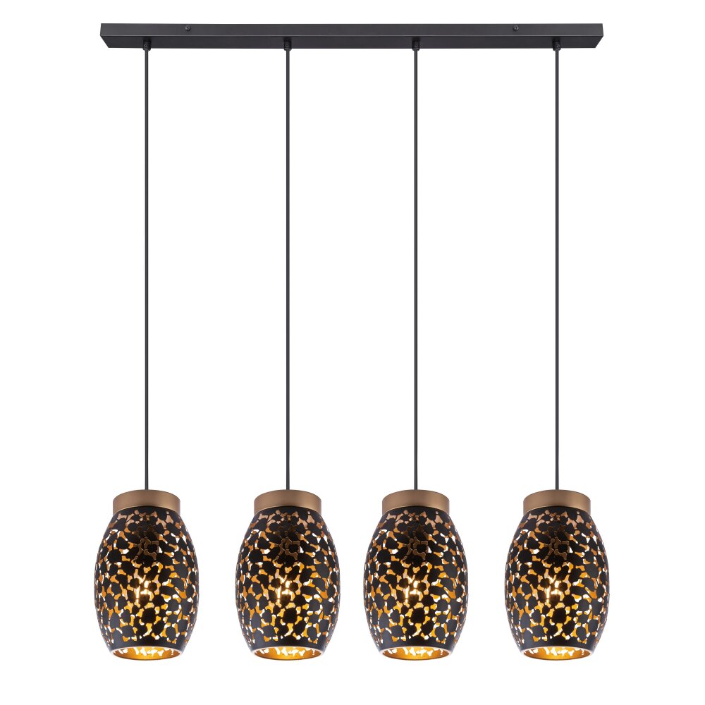 Globo NARRI Lampadario a sospensione Nero-Oro, 4-Luci main product photo