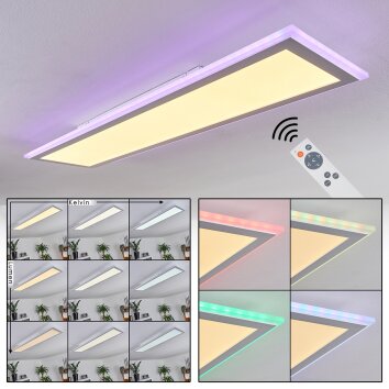 Mota Plafoniera LED Bianco, 1-Luce, Telecomando, Cambia colore