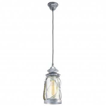 Eglo VINTAGE Lampadario a sospensione Marrone scuro, Argento, 1-Luce