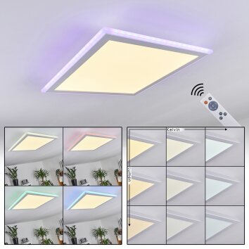 Mota Plafoniera LED Bianco, 1-Luce, Telecomando, Cambia colore