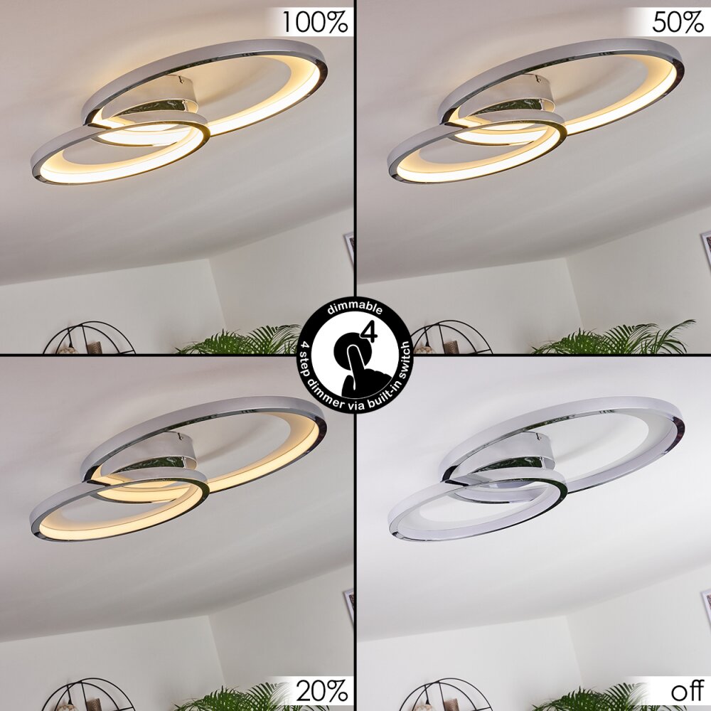 Baiyin Plafoniera LED Cromo, 1-Luce