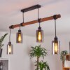 Hunouri Lampadario a sospensione Legno scuro, Nero, 4-Luci