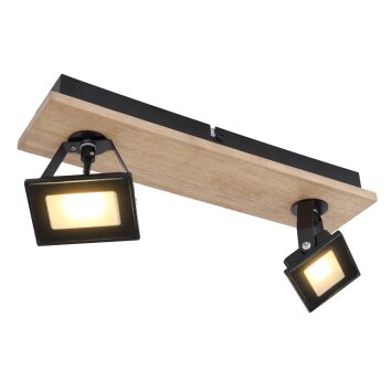 Globo JOYA Plafoniera LED Legno chiaro, Nero, 2-Luci