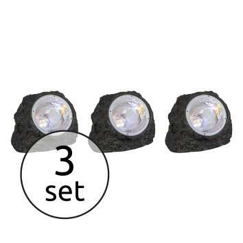 Globo SOLAR Set di lampade con effetto pietra LED Grigio, 3-Luci