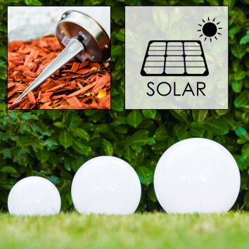 Solar Lampada a sfera LED Acciaio inox, 2-Luci