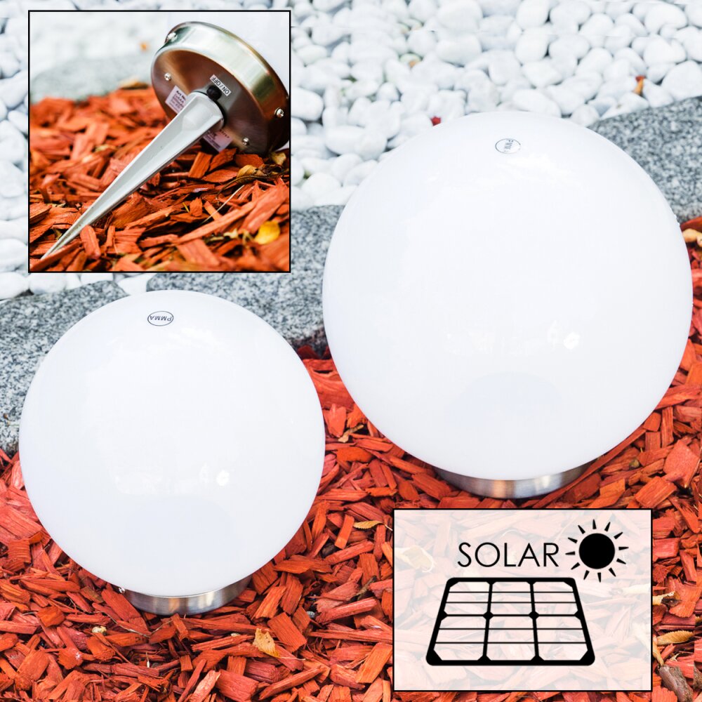Set di lampade solari a sfera LED Acciaio inox, 2-Luci main product photo