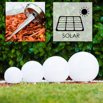 Solar Lampada a sfera LED Acciaio inox, 2-Luci