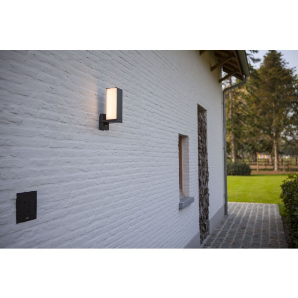 Lutec CUBA Applique da esterno LED Antracite, 1-Luce, Sensori di movimento main product photo