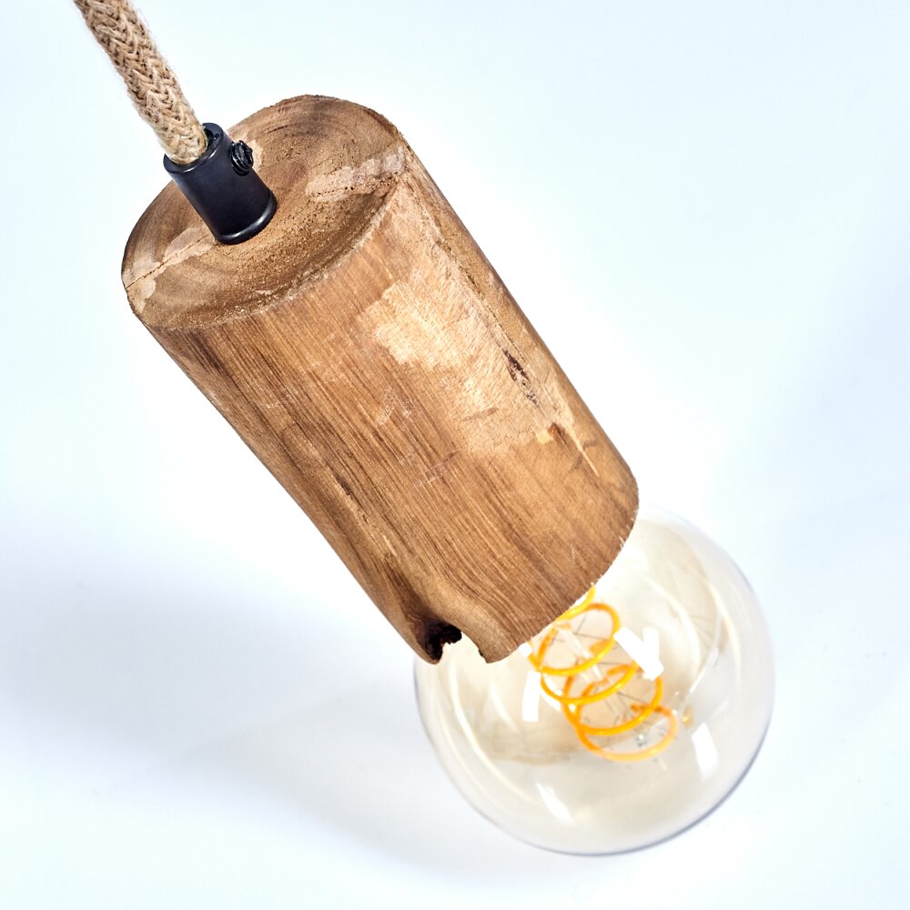 Chapana Lampada a Sospensione Marrone, Legno chiaro, Nero, 3-Luci