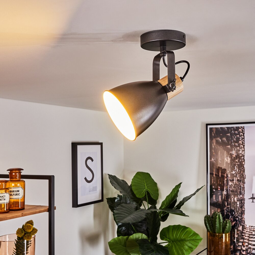 Elm Plafoniera Antracite, Legno chiaro, 1-Luce main product photo