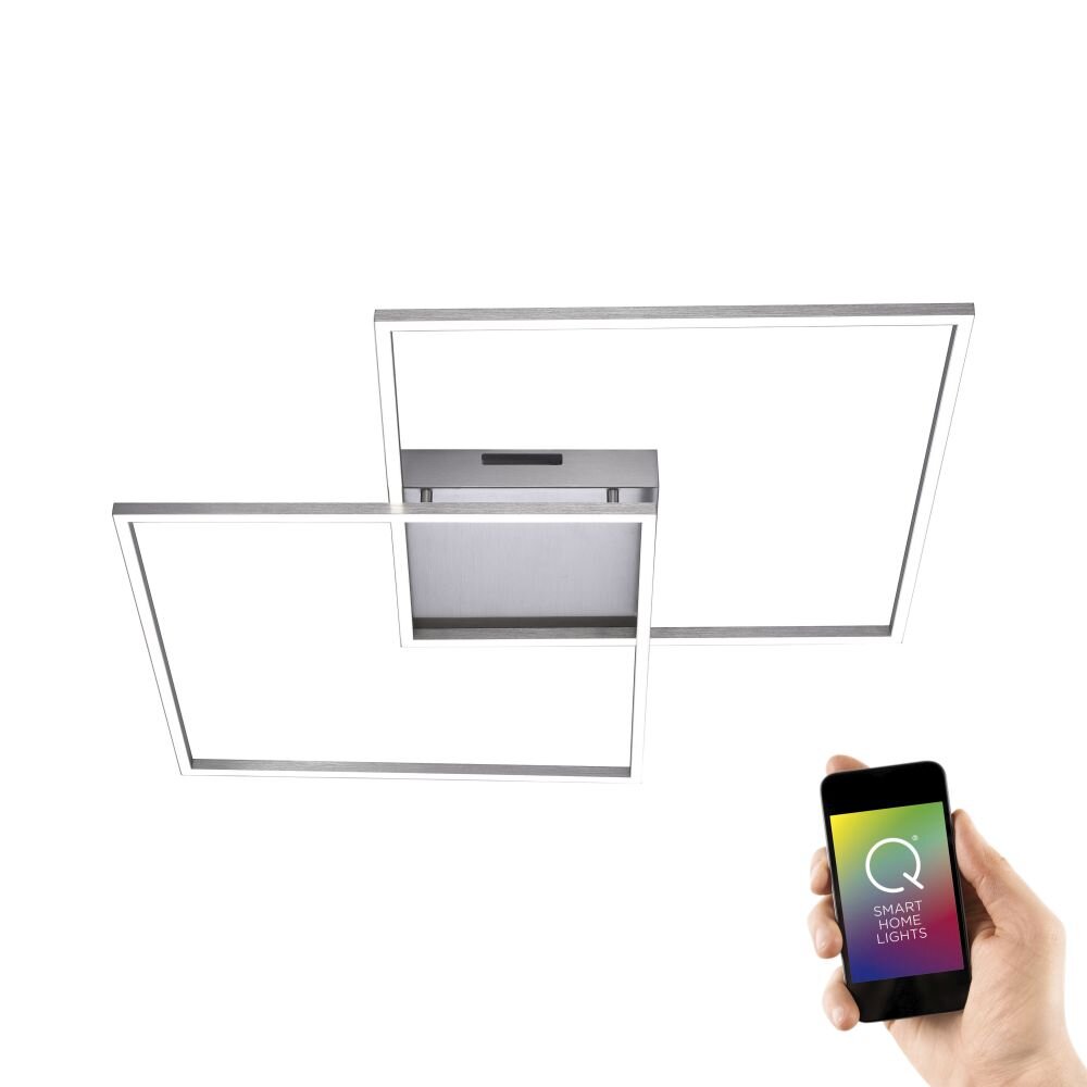 Plafoniera Paul Neuhaus Q-Inigo LED Acciaio inox, 2-Luci, Telecomando main product photo
