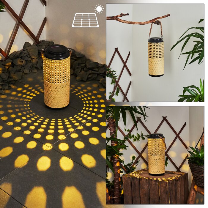 Sessivi Lampada solare LED Marrone, Legno chiaro, Nero, 1-Luce Sessivi Lampada solare LED Marrone, Legno chiaro, Nero, 1-Luce