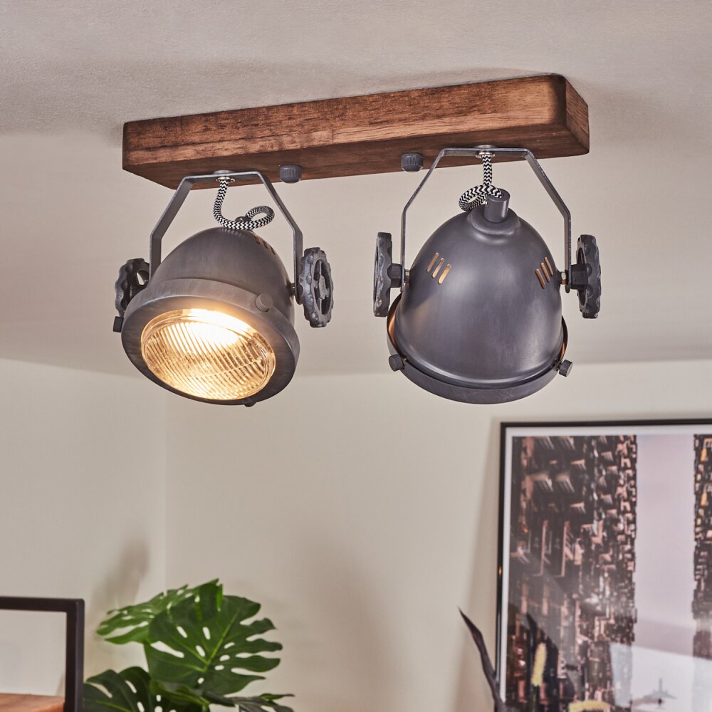 Herford Plafoniera Grigio, Legno scuro, 2-Luci main product photo
