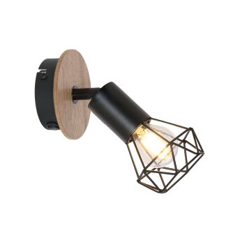 Globo XARA Applique Aspetto del legno, Nero, 1-Luce