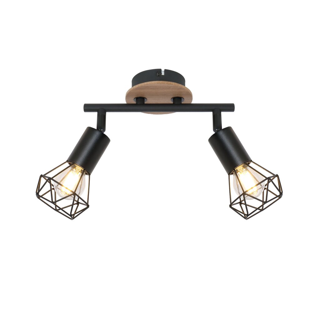 Globo XARA Plafoniera Aspetto del legno, Nero, 2-Luci main product photo