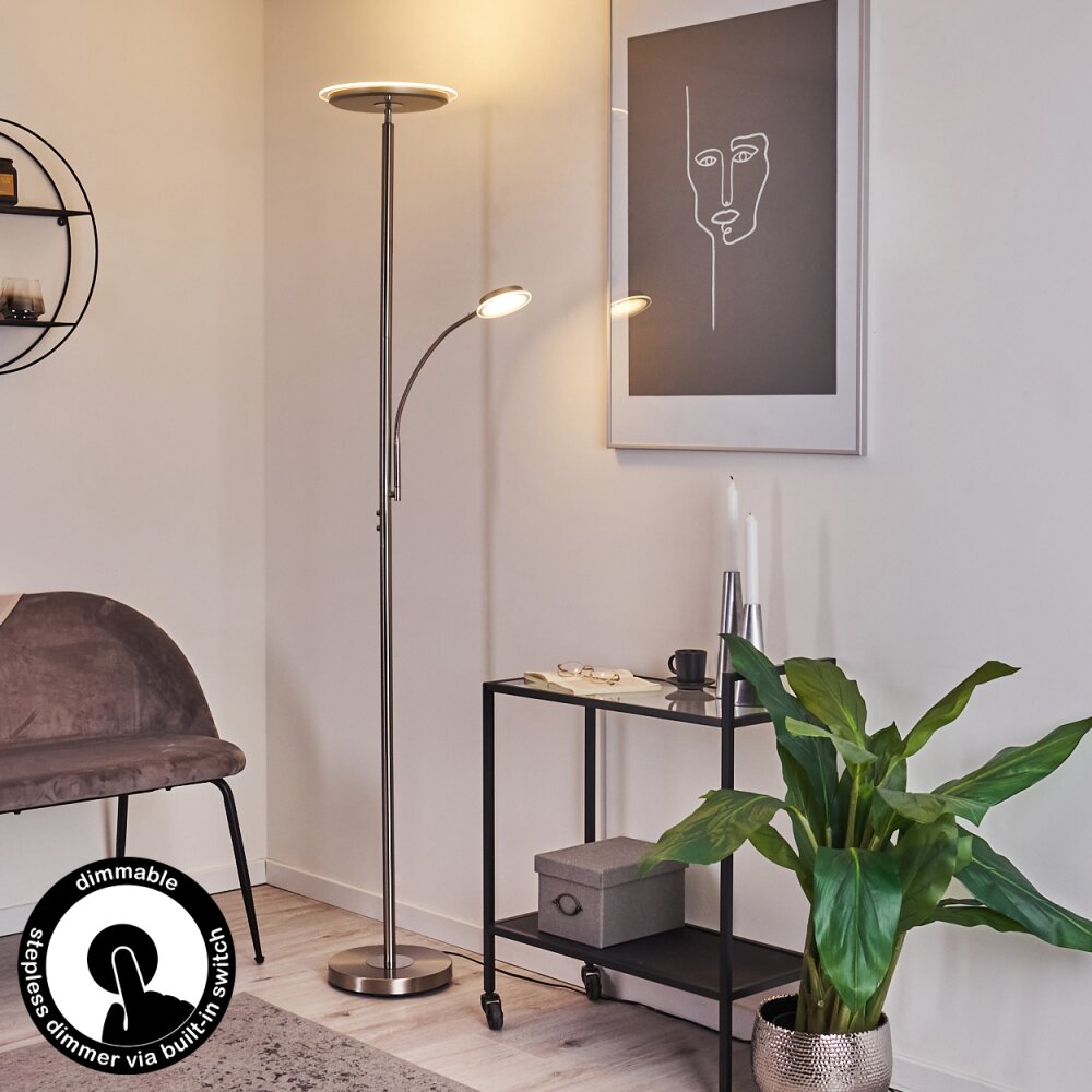 Wonsbek Lampada da terra LED Nichel opaco, 2-Luci main product photo