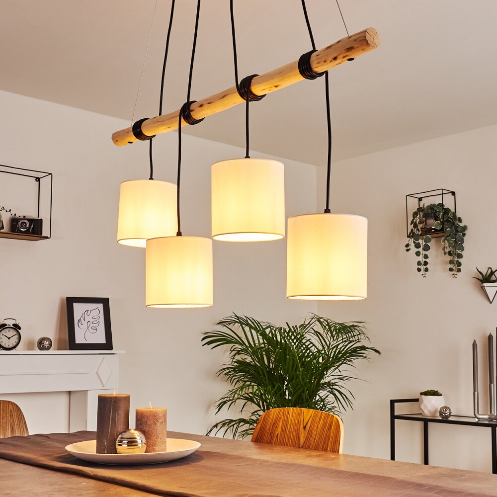Betsele Lampada a Sospensione Legno chiaro, Nero, 4-Luci main product photo