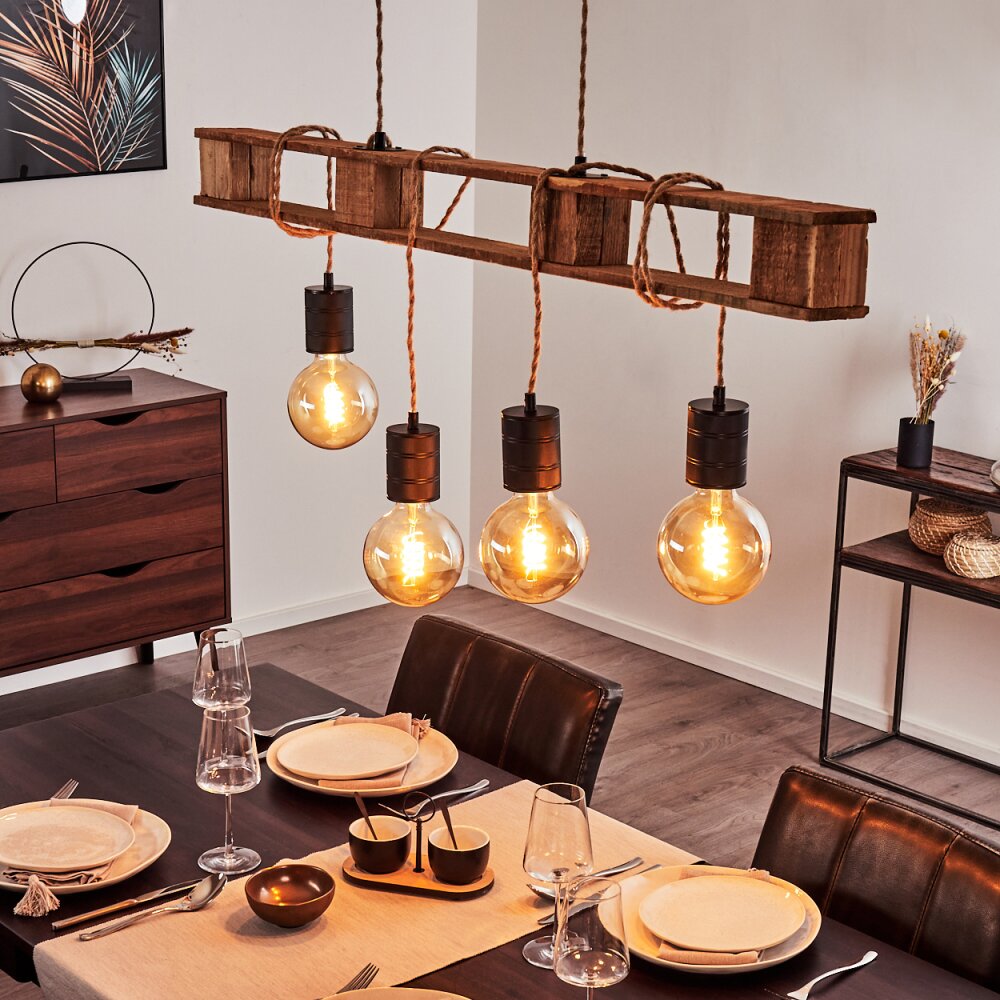 Gnitteryd Lampada a Sospensione Marrone, Legno chiaro, Nero, 4-Luci main product photo
