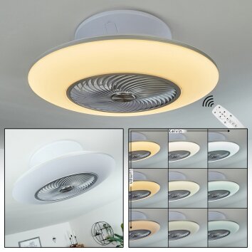 Chaville ventilatore da soffitto LED Bianco, 1-Luce, Telecomando