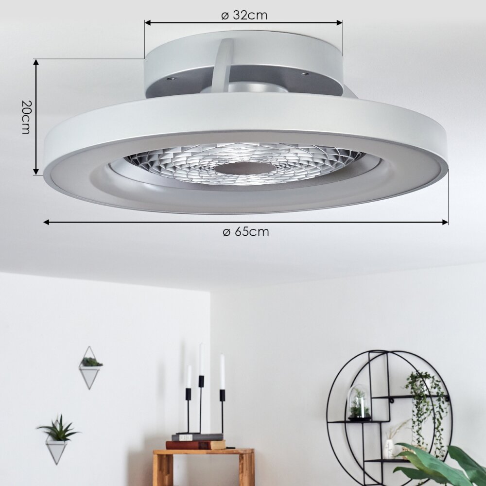 Penon ventilatore da soffitto LED Argento, 1-Luce, Telecomando
