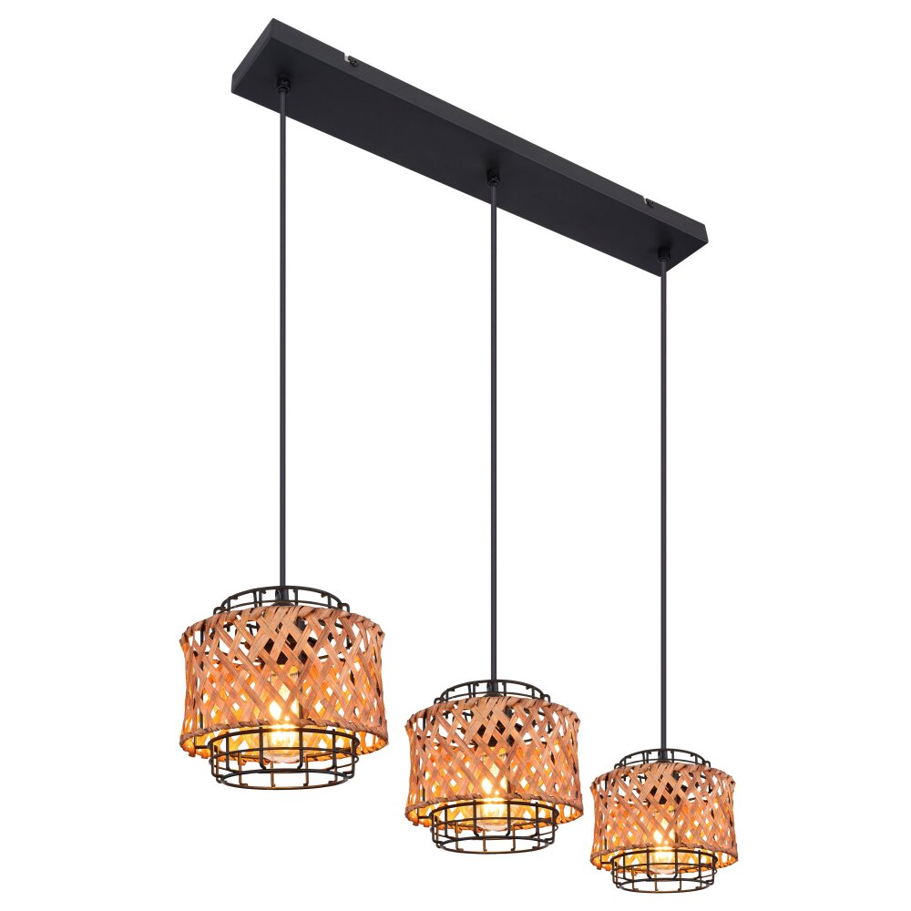 Globo GINA Lampadario a sospensione Legno scuro, Nero, 3-Luci main product photo