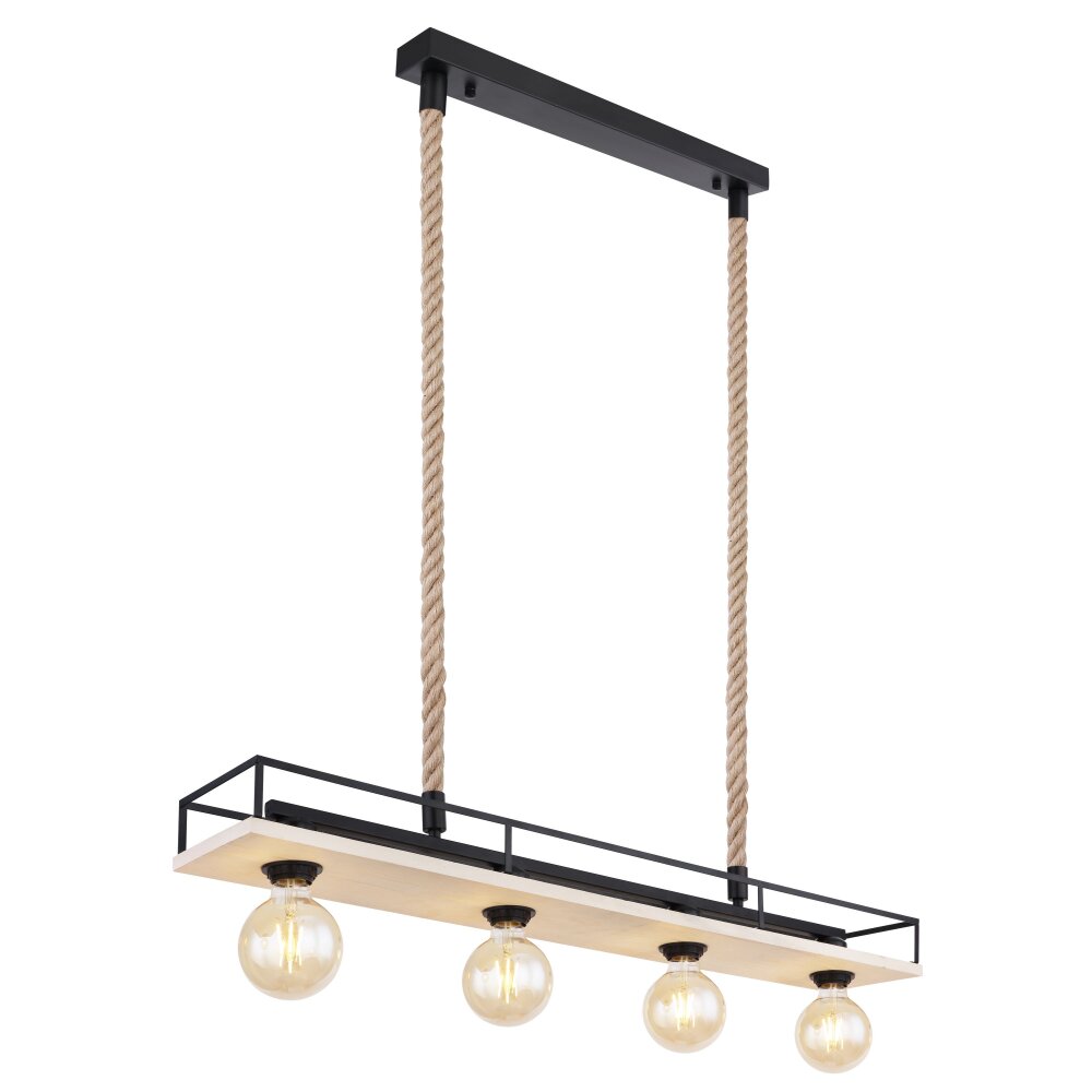 Globo TRIXI Lampadario a sospensione Marrone, Legno chiaro, Nero, 4-Luci main product photo