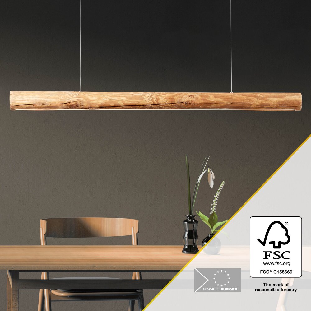 Brilliant Odun Lampada a Sospensione LED Legno chiaro, Nero, 1-Luce main product photo