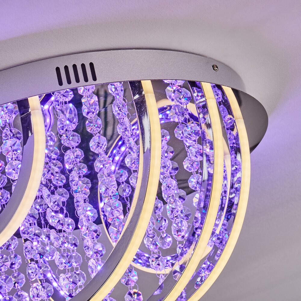 Toirano Plafoniera LED Cromo, con effetto brillante, Argento, Bianco, 2-Luci, Telecomando, Cambia colore