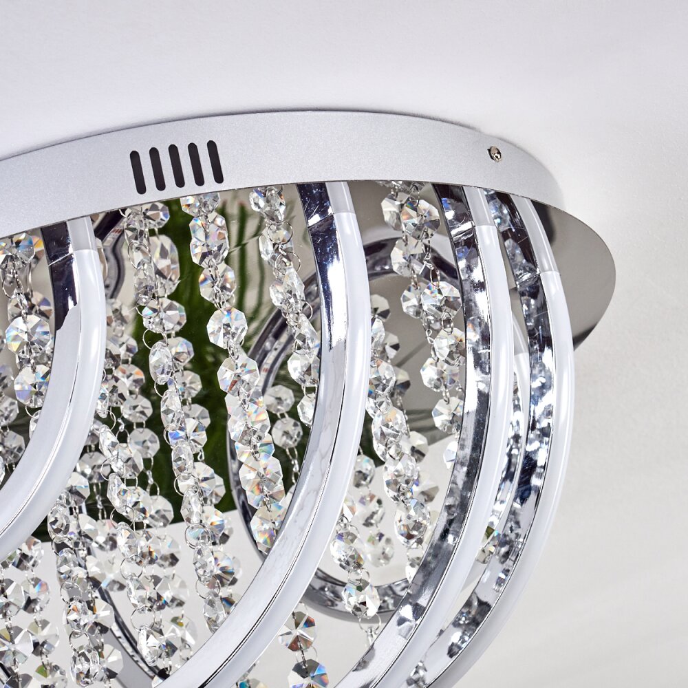 Toirano Plafoniera LED Cromo, con effetto brillante, Argento, Bianco, 2-Luci, Telecomando, Cambia colore