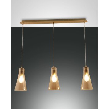 Fabas Luce Dafne Lampada a Sospensione Ottone, 3-Luci