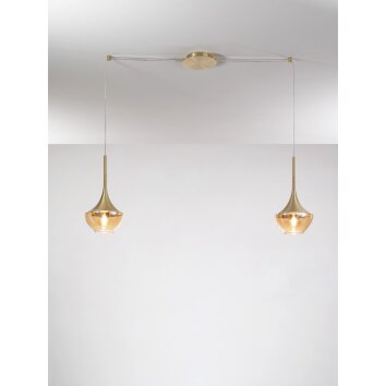 Fabas Luce Apollo Lampada a Sospensione Ottone, 2-Luci