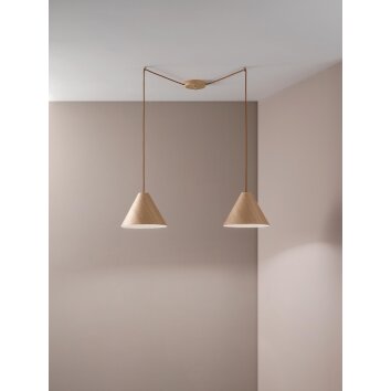 Fabas Luce Esino Lampada a Sospensione Legno chiaro, 2-Luci