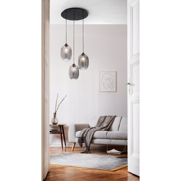 Fabas Luce Infinity Lampada a Sospensione Nero, 3-Luci