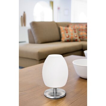 Fabas Luce Rockford Lampada da tavolo LED Nichel opaco, 1-Luce