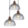 Globo SALSA Lampadario a sospensione Legno scuro, Nero, 3-Luci