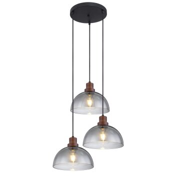 Globo SALSA Lampadario a sospensione Legno scuro, Nero, 3-Luci