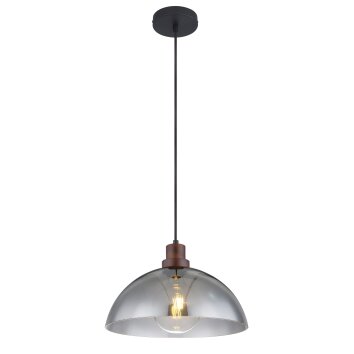 Globo SALSA Lampadario a sospensione Legno scuro, Nero, 1-Luce