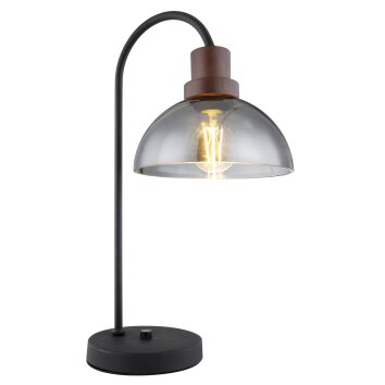 Globo SALSA Lampada da tavolo Legno scuro, Nero, 1-Luce