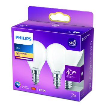 Philips 2x LED E14 4,3 Watt 2700 Kelvin 470 Lumen