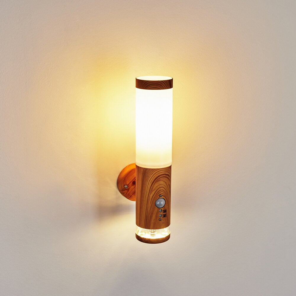 Tenvik Applique da esterno LED Marrone, Aspetto del legno, 2-Luci, Sensori di movimento
