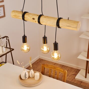 Canedo Lampada a Sospensione Écru, Nero, 3-Luci