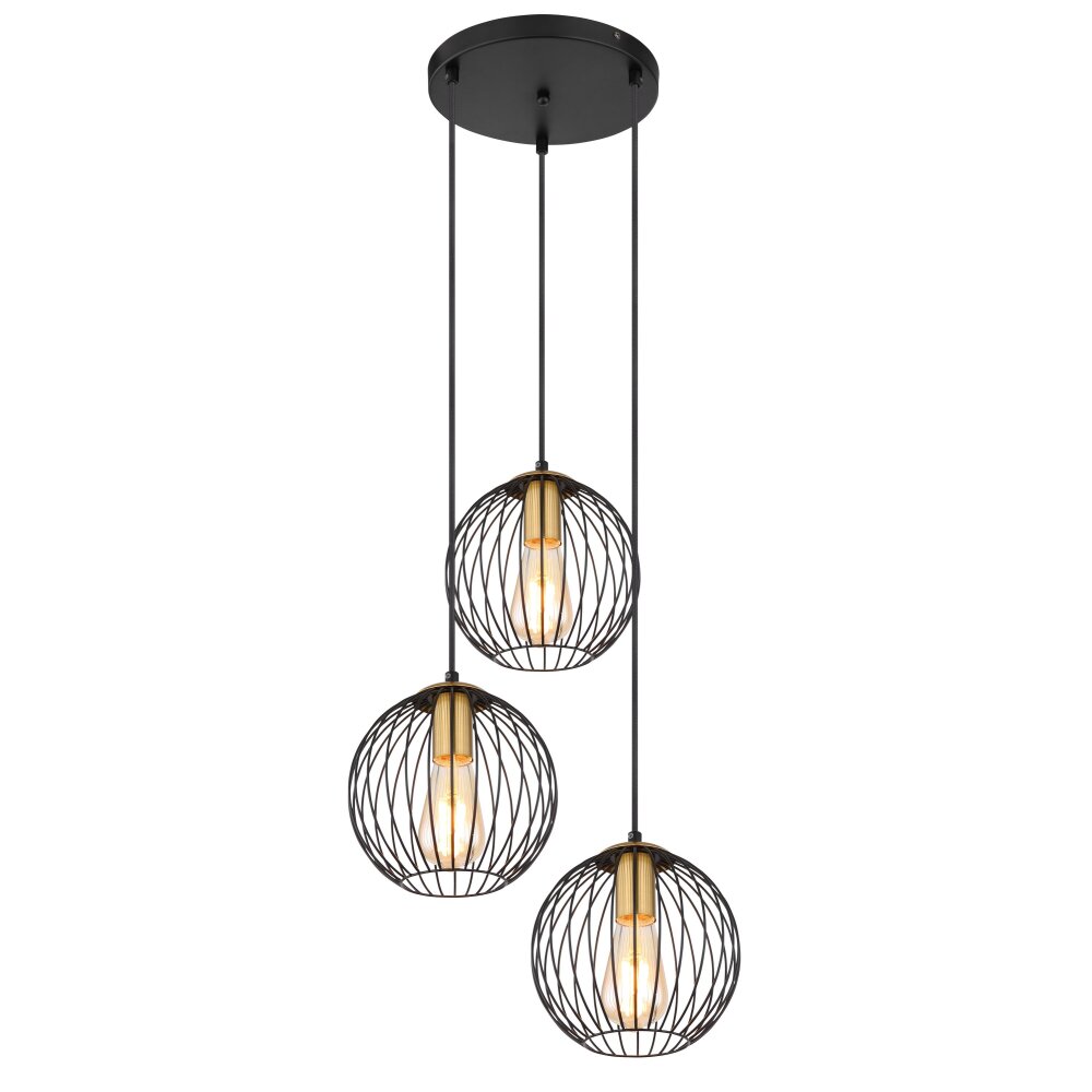Globo EUSEBIUS Lampadario a sospensione Nero, 3-Luci main product photo