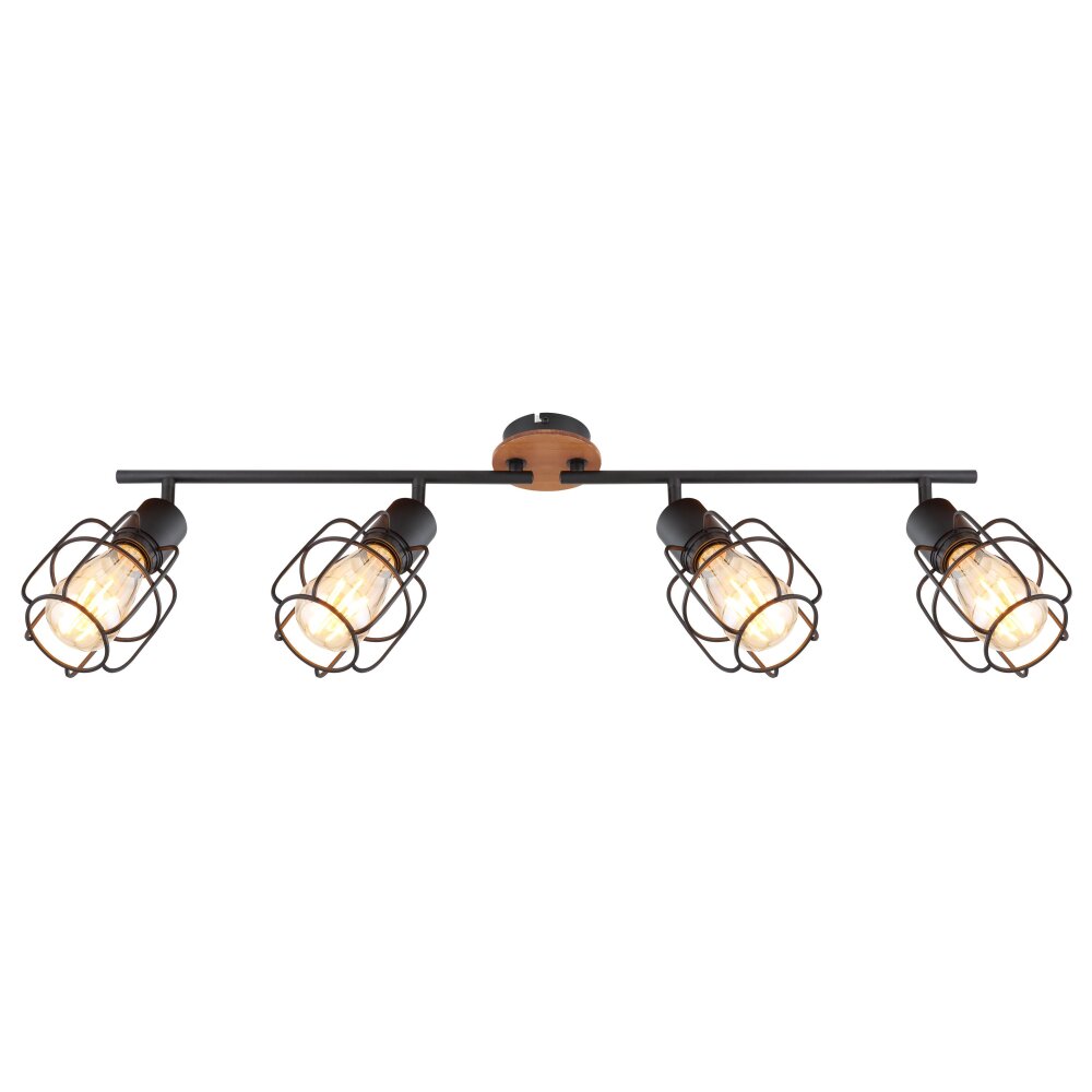 Globo WILLA Plafoniera Legno scuro, Nero, 4-Luci
