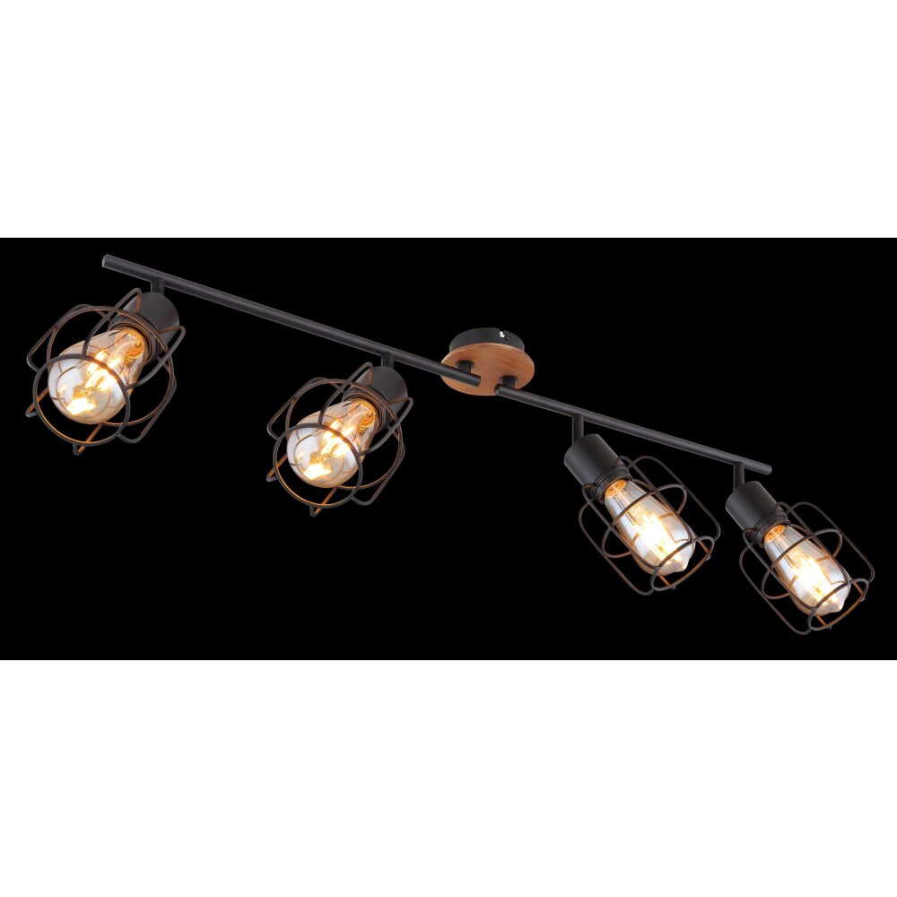Globo WILLA Plafoniera Legno scuro, Nero, 4-Luci